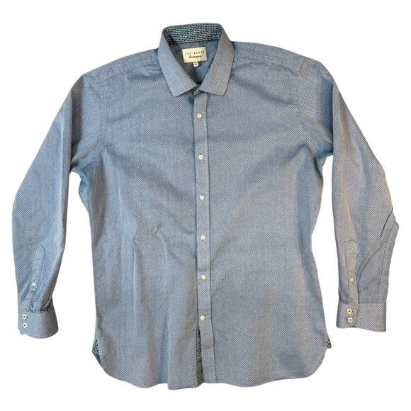 Ted Baker Endurance Blue Button Up Shirt Mens Size 16.5 - Picture 1 of 9